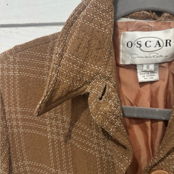 Oscar de la Renta Brown Plaid Blazer, button down in size 6 - Picture 7 of 16